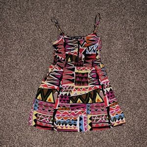Forever 21 Aztec bright color zipper dress